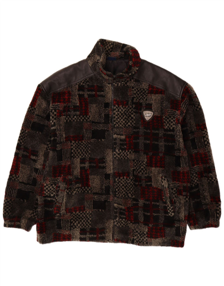 VINTAGE Chaqueta polar para hombre Reino Unido 44 2XL Gris Patchwork