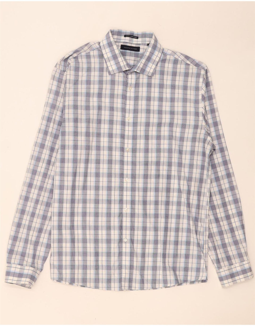 Camisa Tommy Hilfiger para hombre talla 16 1/2 cuadros azules grandes