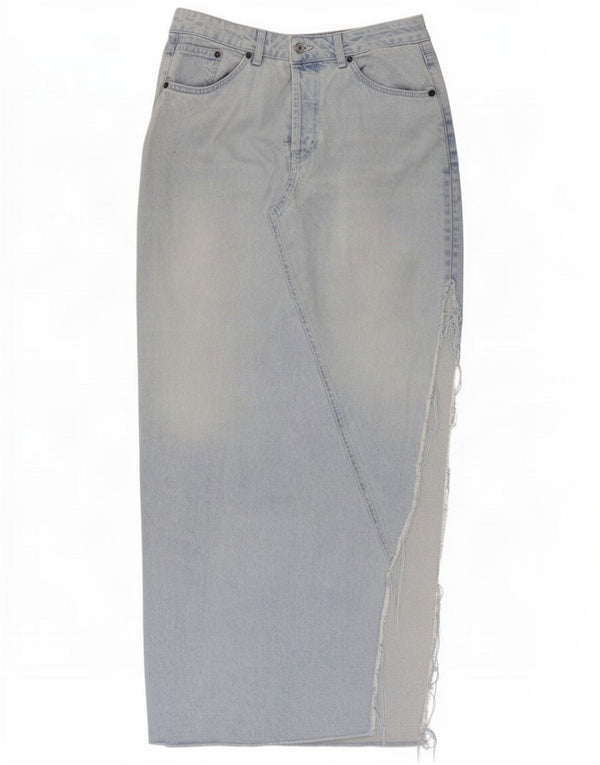 Topshop Falda vaquera maxi de cintura alta para mujer UK 12 Medium W28 Algodón azul