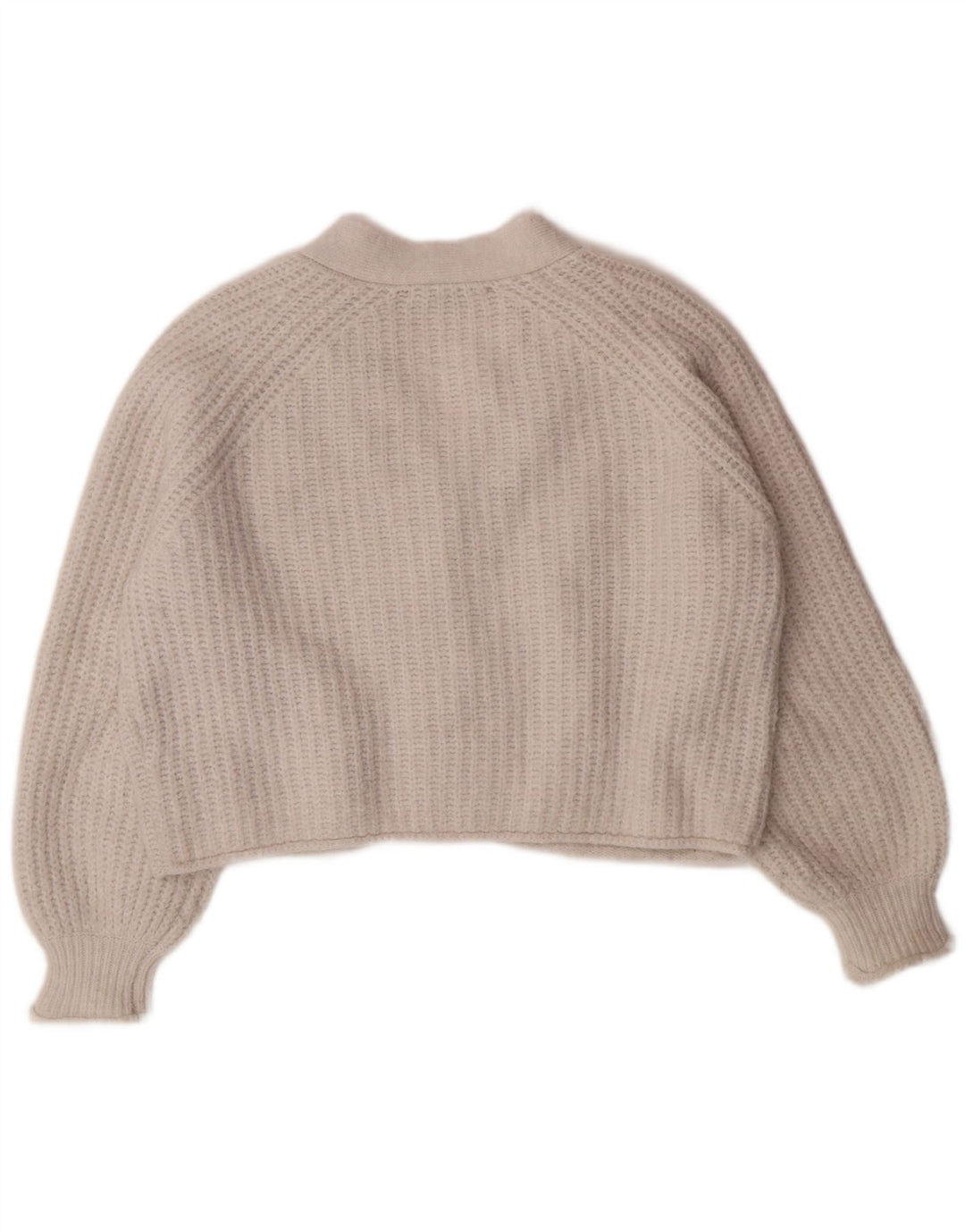 ZARA Womens Crop Oversized Cardigan Sweater UK 10 Small Off White
