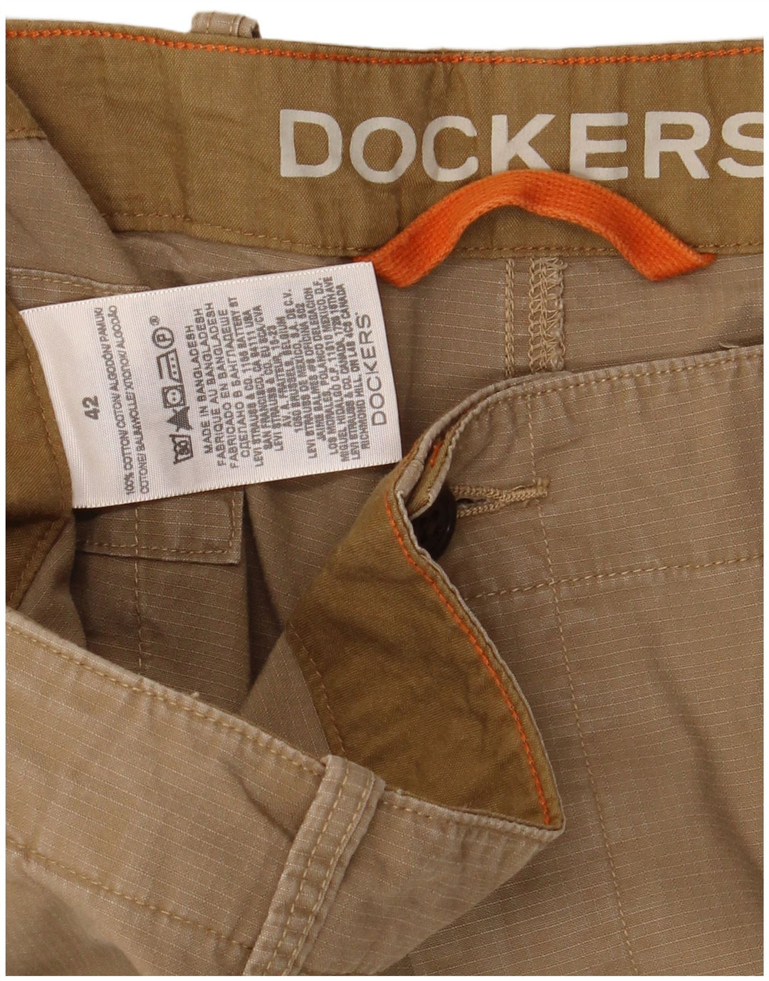 DOCKERS Pantalones cortos cargo para hombre W42 2XL Algodón beige