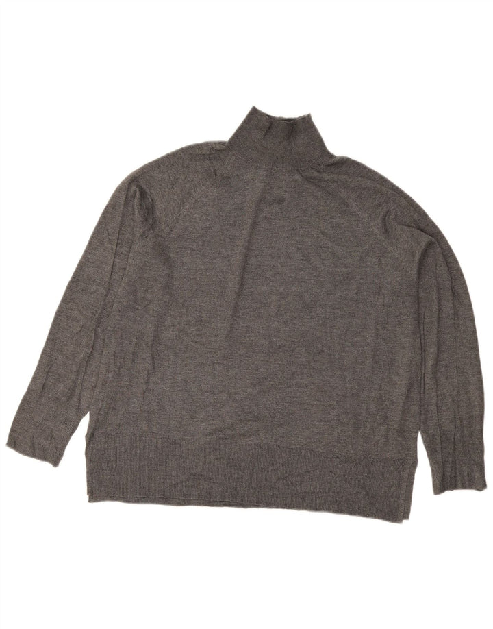 Zara Mujer Suéter De Cuello Alto De Gran Tamaño UK 44 Gris Medio