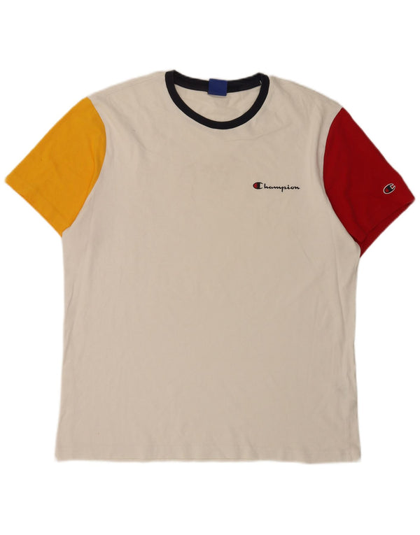Champion Camiseta para hombre Top 2XL Blanco Colorblock Algodón