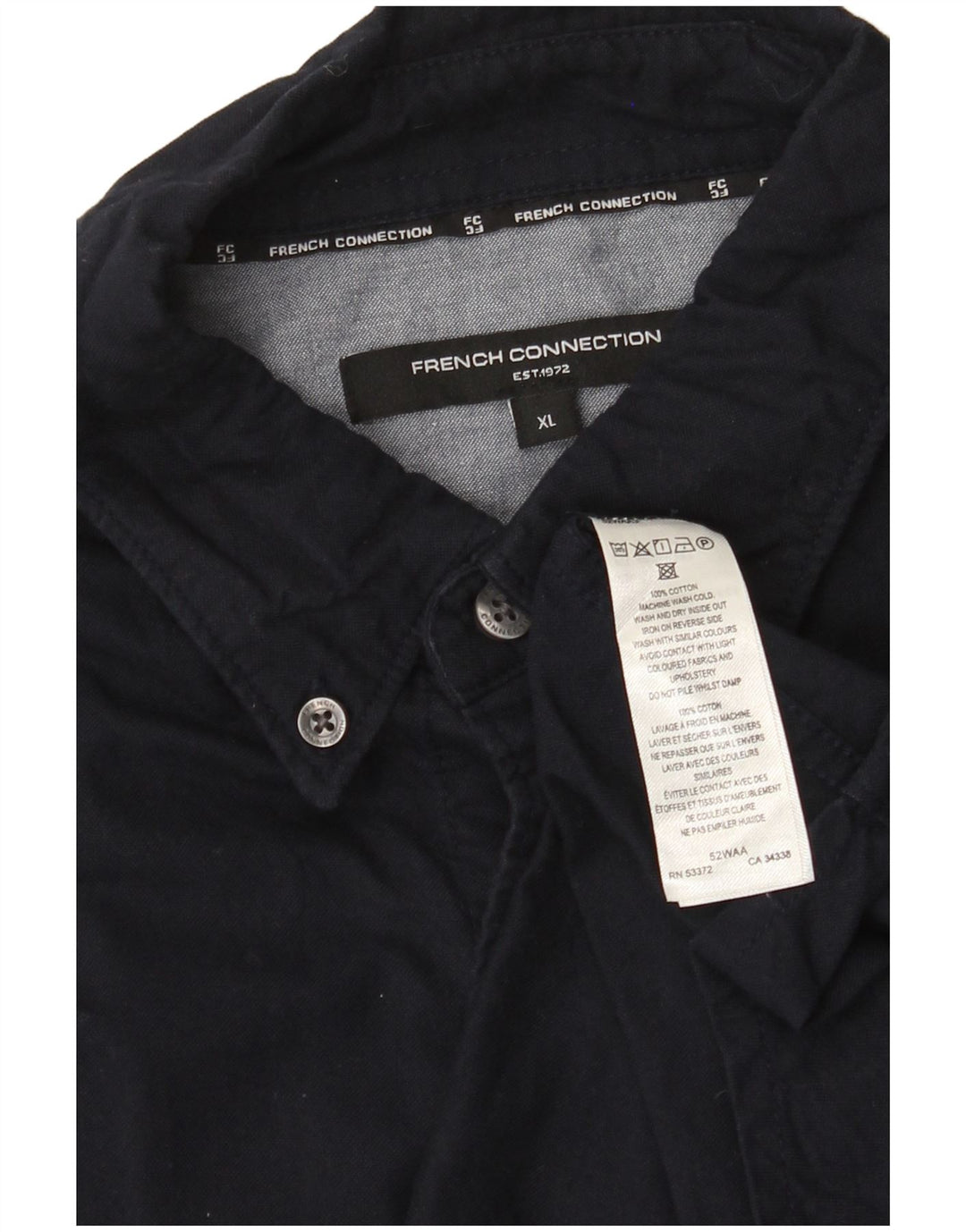 Camisa para hombre French Connection XL Algodón azul marino