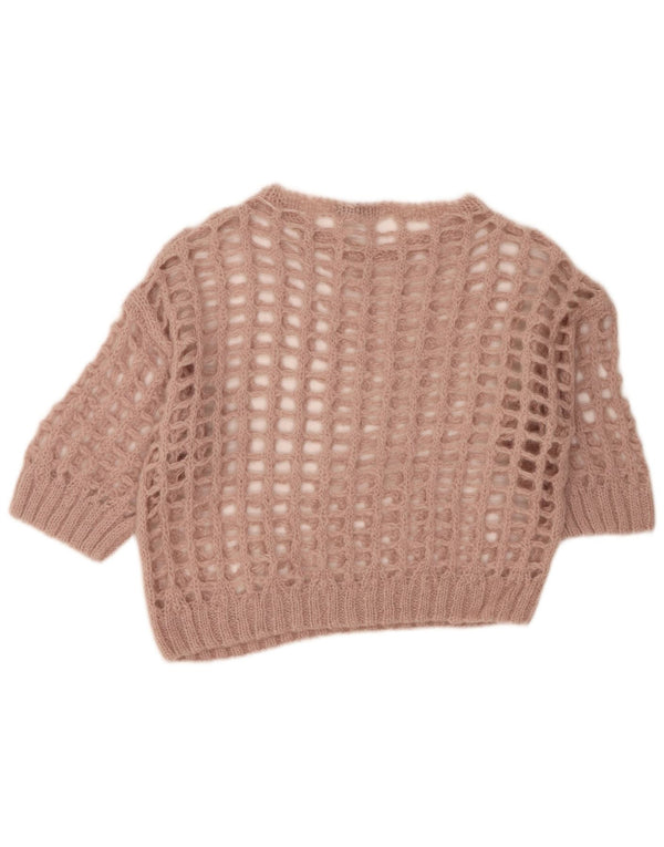 Liu Jo Suéter Corto con Cuello Barco de Ganchillo para Mujer UK 10 Small Pink