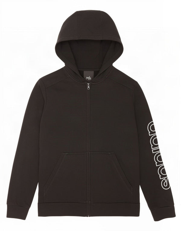 Adidas Sudadera con capucha y cremallera gráfica para niños 13-14 años Algodón negro