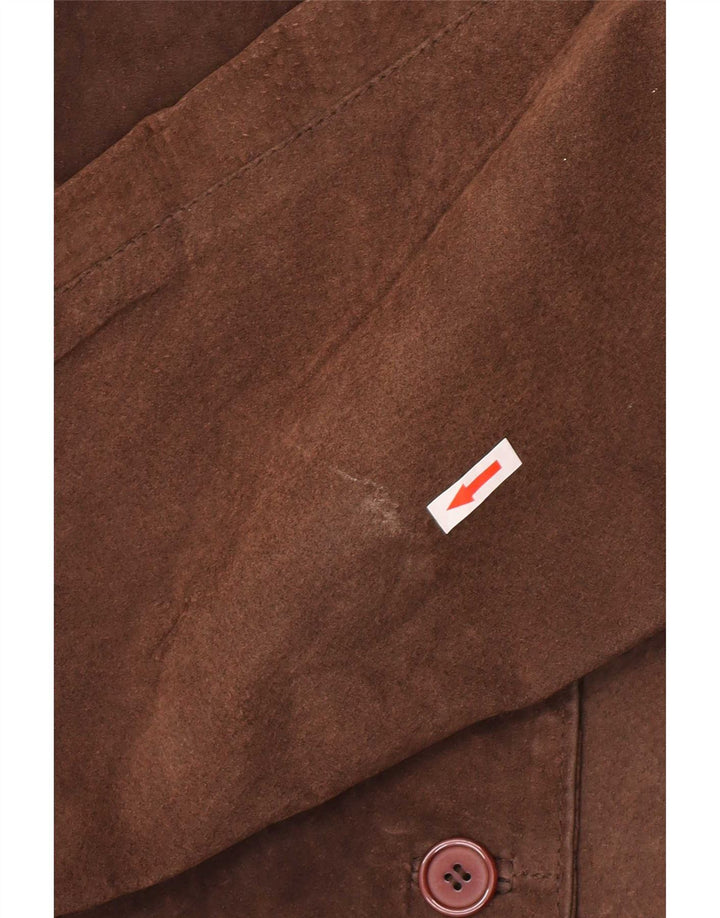 Vintage mujer suelta ajuste chaqueta de cuero Reino Unido 14 cuero marrón medio