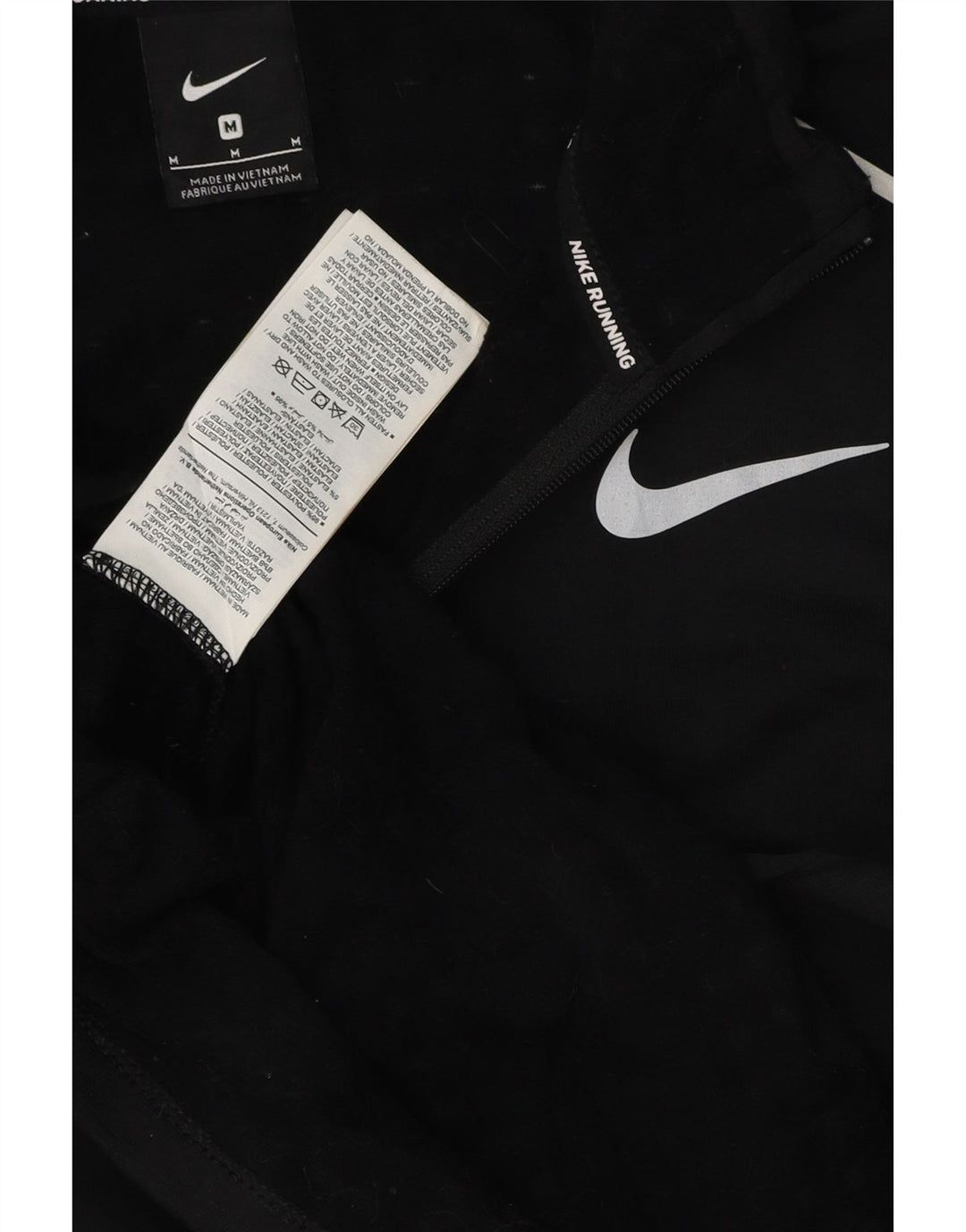 NIKE Hombre Zip Neck Pullover Chándal Top Mediano Negro Poliéster