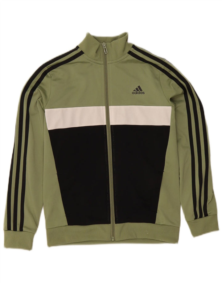 Adidas Chaqueta de chándal para niños 9-10 años Caqui Colorblock Poliéster