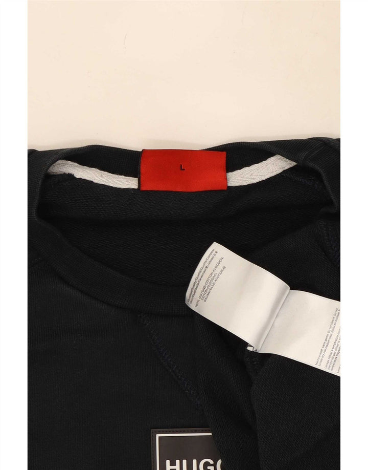 Hugo Boss Hombre Sudadera Jumper Grande Azul Marino Algodón