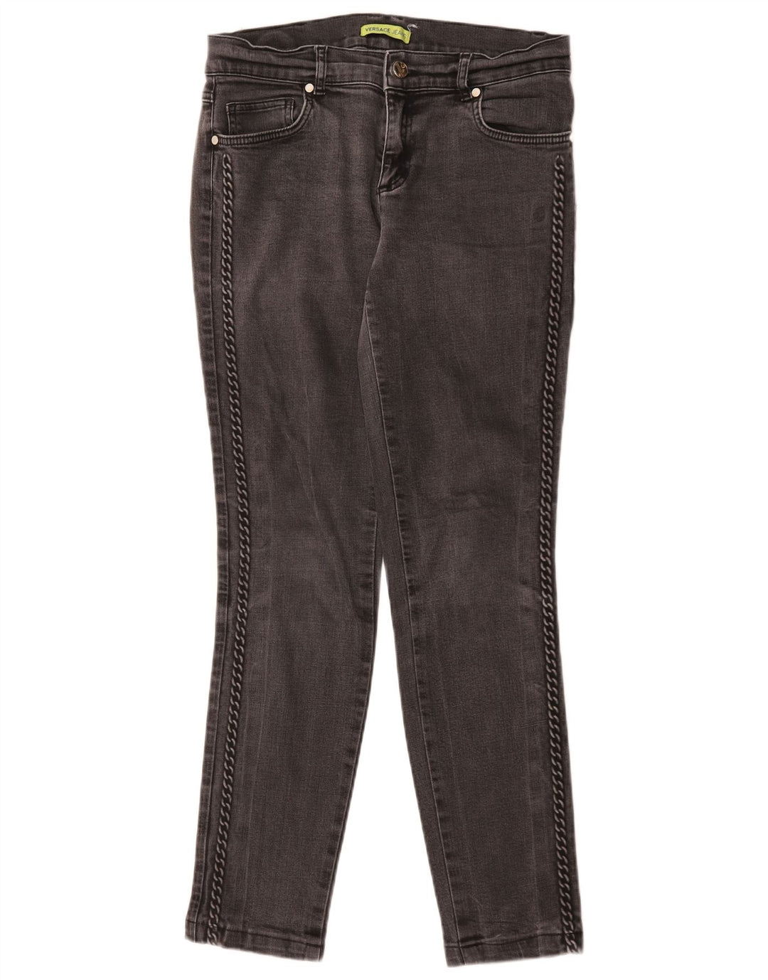Versace Jeans ajustados para mujer IT 42 Medium W30 L29 Algodón gris