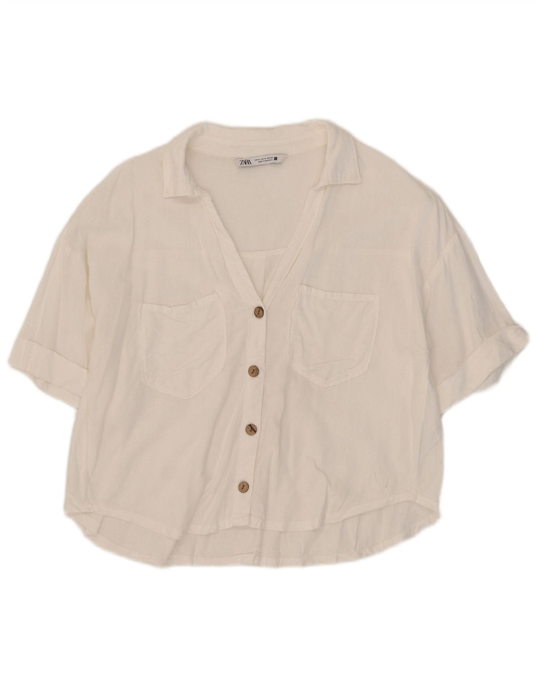 Zara Mujer Camisa Extragrande UK 44 Mediano Blanco