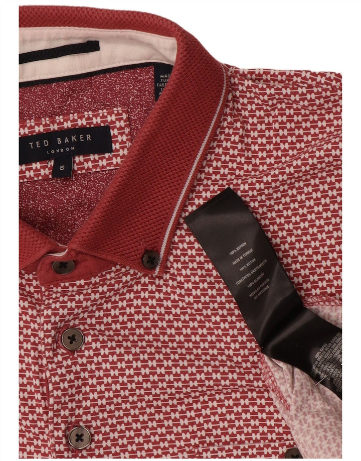 Ted Baker Polo para hombre con estampado abstracto, talla 6, 2XL, algodón rojo