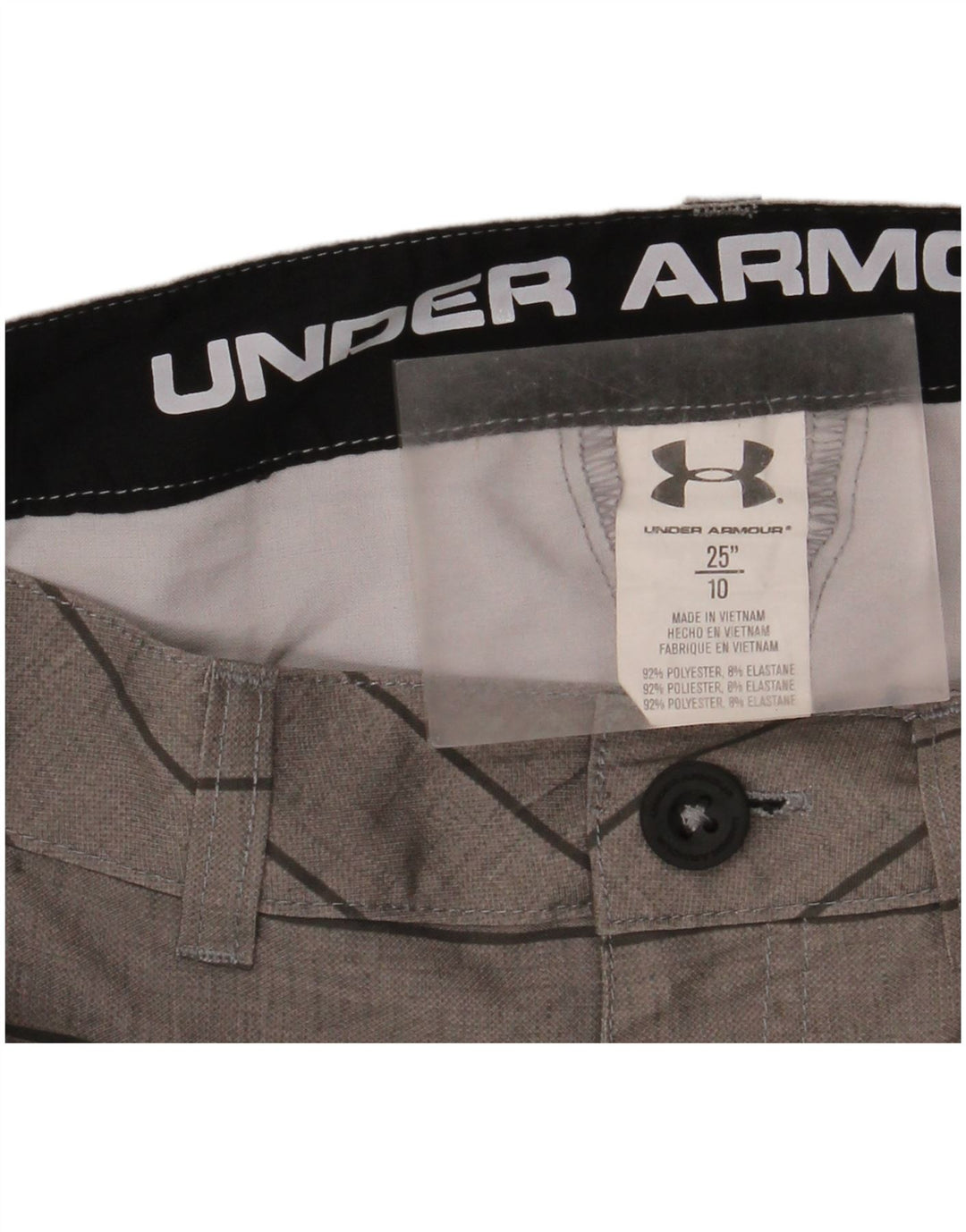 Under Armour Pantalones cortos chinos para niños 9-10 años W25 Poliéster a rayas grises