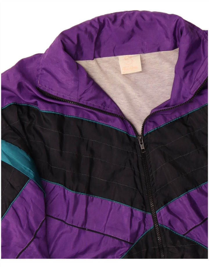 VINTAGE Chaqueta superior de chándal para hombre XL Bloque de color morado