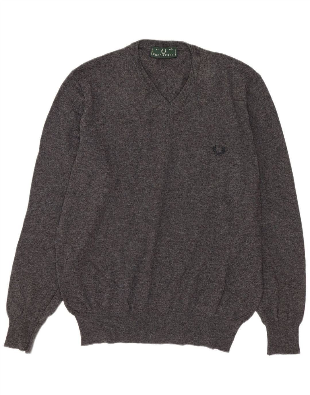 Fred Perry Jersey Con Cuello En V De Lana Gris Medio Para Hombre