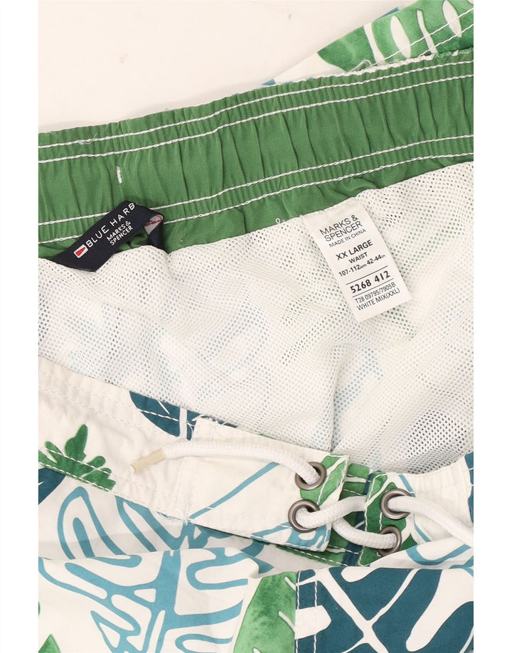 Marks & Spencer - Bañador para hombre, color azul, talla 2XL, color blanco floral