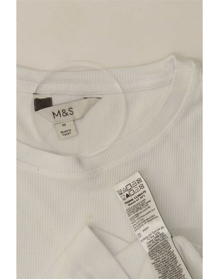Marks & Spencer Top para mujer de manga larga UK 10 Small White Cotton