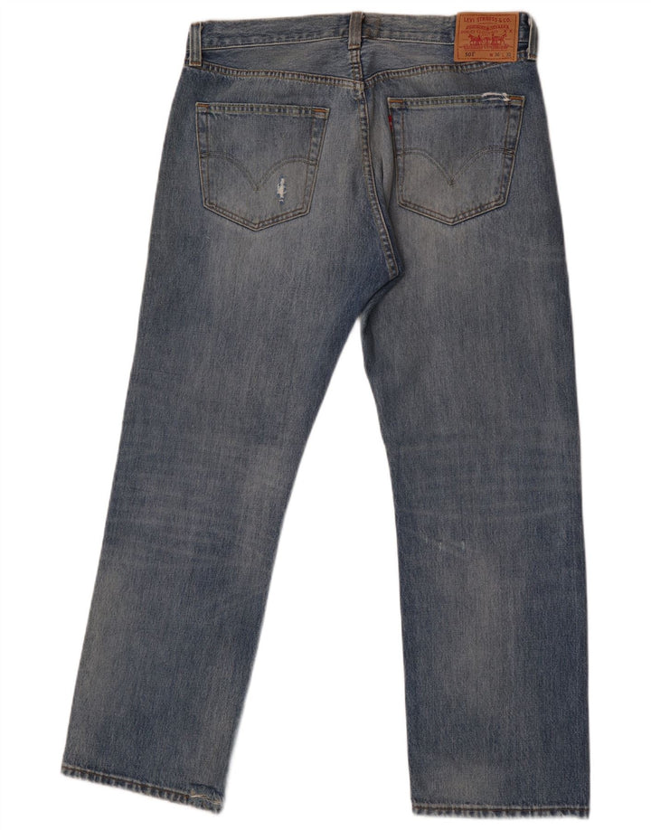 Levi's Jeans rectos desgastados 501 para hombre W36 L30 Azul