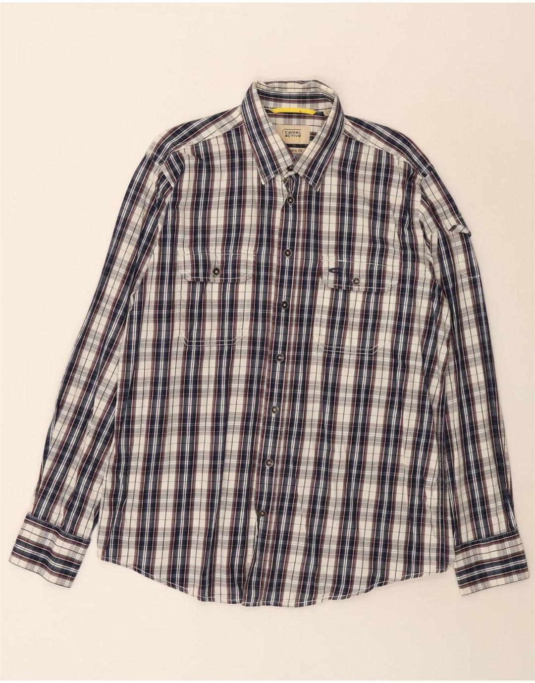 Camisa Camel Active para hombre de algodón a cuadros azules grandes