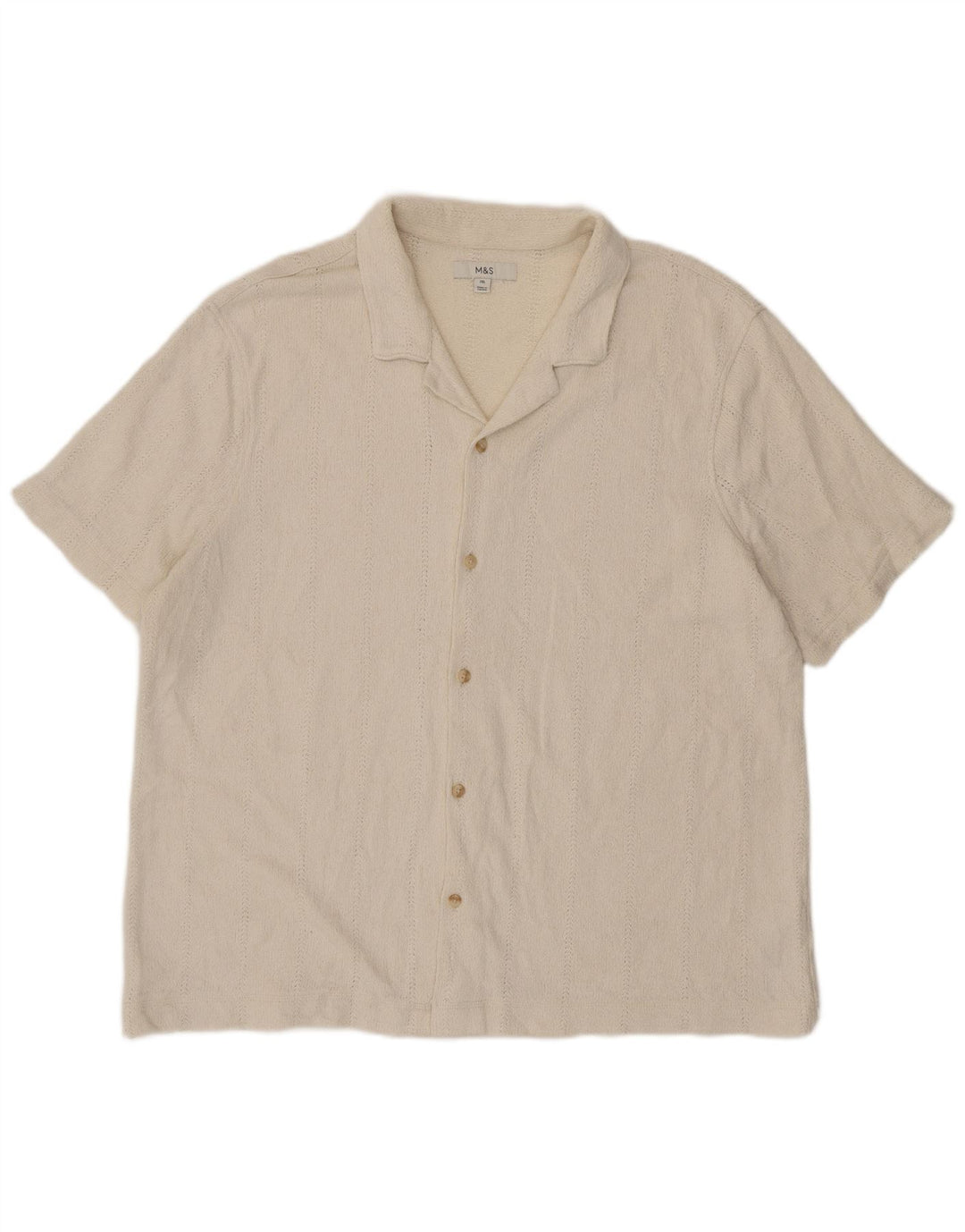 Marks & Spencer Camisa de manga corta para hombre 2XL Algodón blanco roto