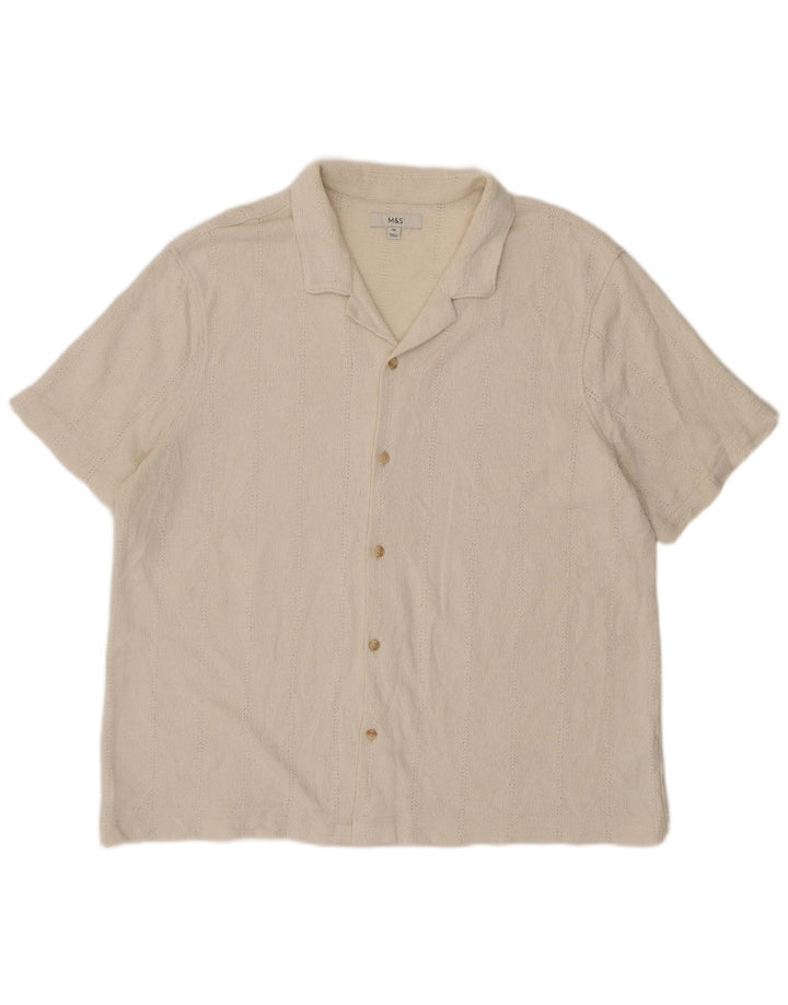 Marks & Spencer Camisa de manga corta para hombre 2XL Algodón blanco roto