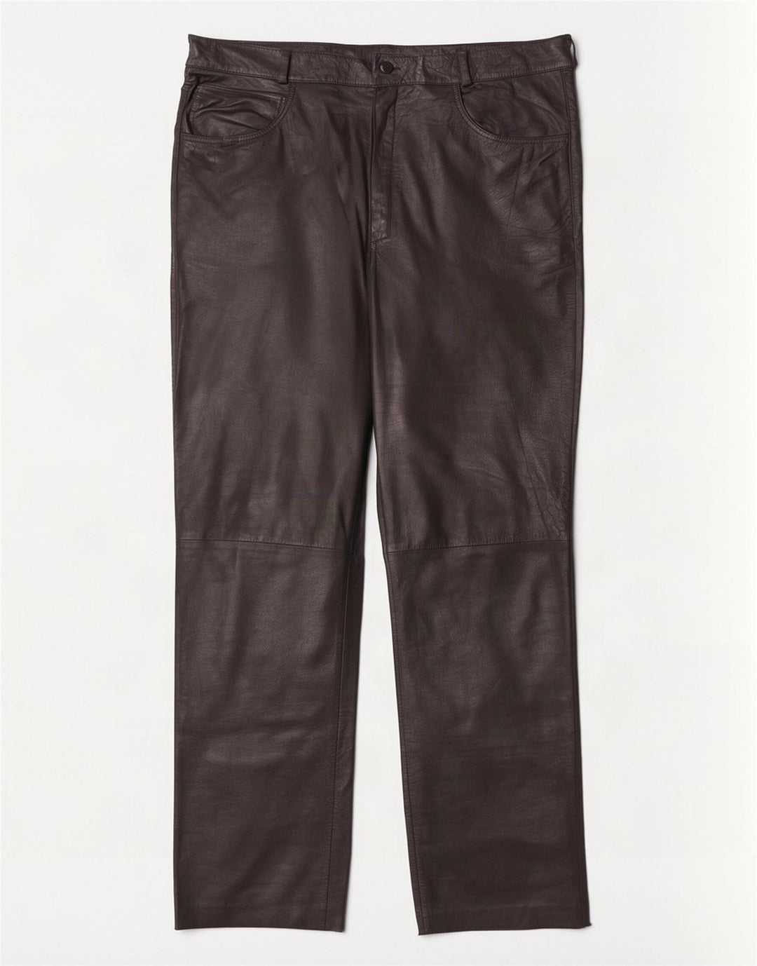 Pantalones de cuero rectos vintage para mujer W36 L32 Negro
