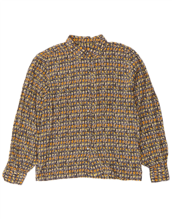 Vintage mujer patrón abstracto camisa Reino Unido 14 grande multicolor