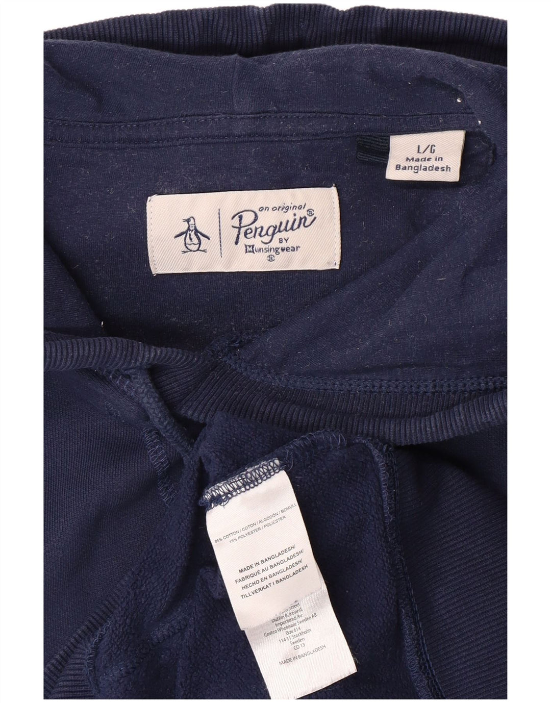 PENGUIN Sudadera con capucha para hombre, talla grande, algodón azul marino