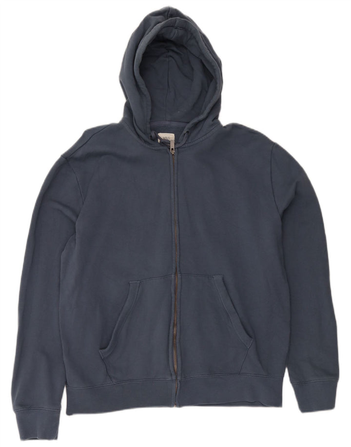 Marks & Spencer Suéter con capucha y cremallera para hombre Algodón azul marino mediano