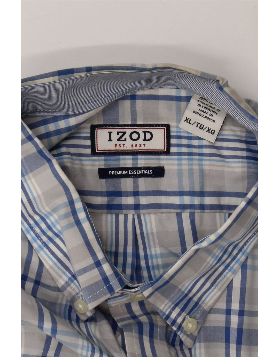 IZOD Mens Shirt XL Grey Check Cotton Vintage Izod and Second-Hand Izod from Messina Hembry 