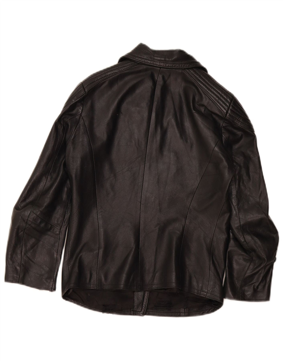 Vintage mujer cuero biker chaqueta Reino Unido 4 XS negro