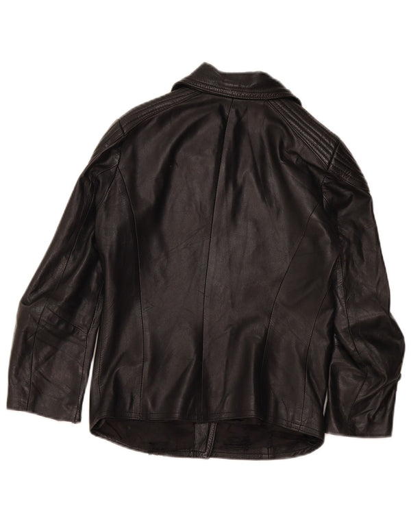 Vintage Womens Leather Biker Jacket UK 4 XS Black