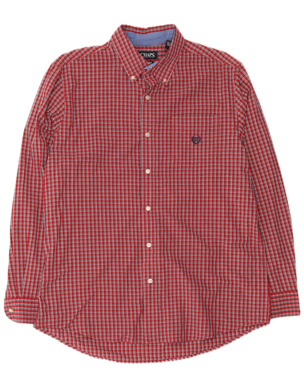 Chaps Camisa de fácil cuidado para hombre de algodón a cuadros rojos grandes