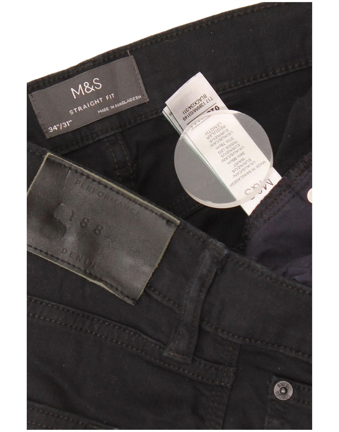 MARKS & SPENCER Vaqueros rectos para hombre W34 L31 Algodón negro