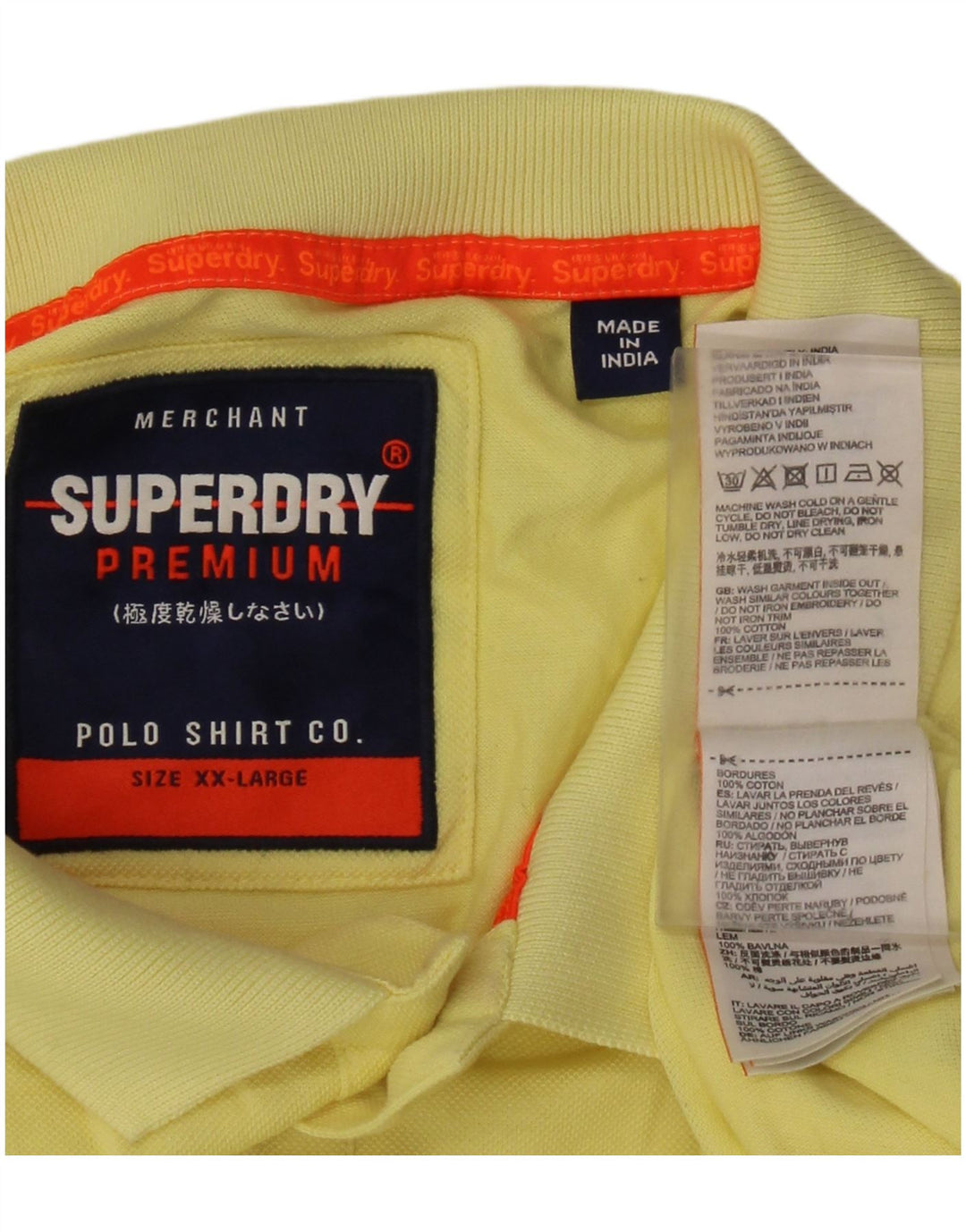 Superdry Polo Hombre 2XL Algodón Amarillo