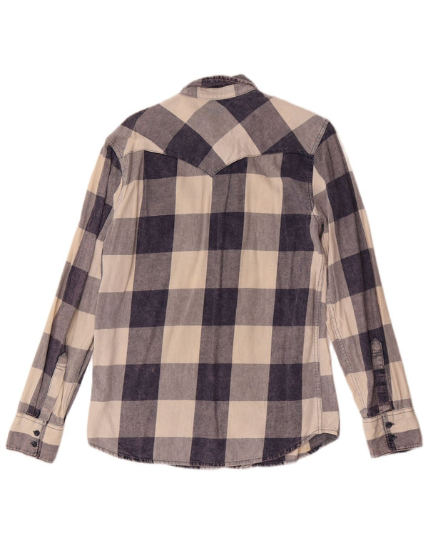 Levi's Mens Flannel Shirt Small Navy Blue Check Cotton