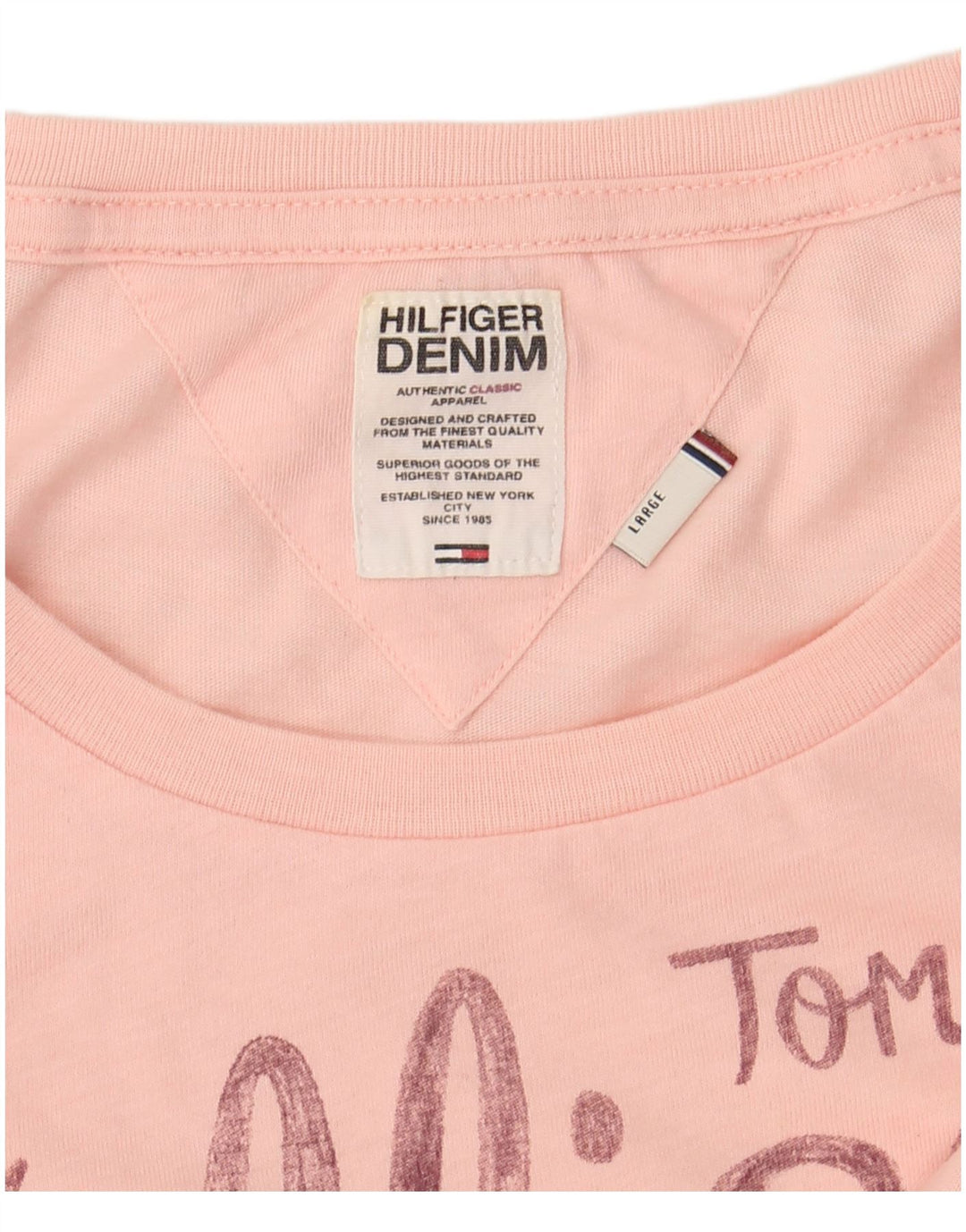 TOMMY HILFIGER Camiseta gráfica para mujer Top UK 40 Grande Rosa