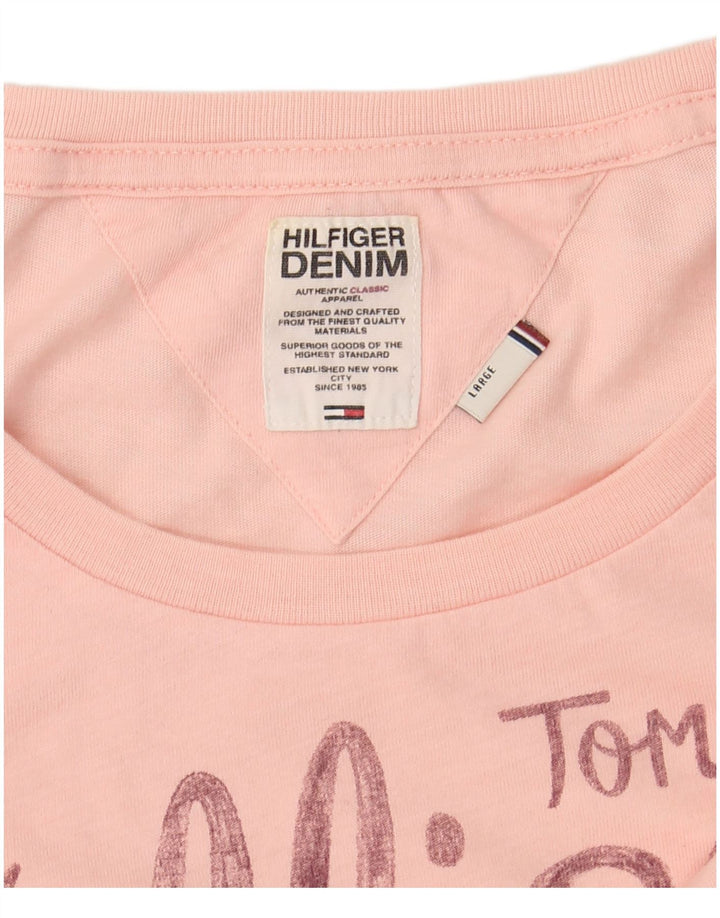 TOMMY HILFIGER Camiseta gráfica para mujer Top UK 40 Grande Rosa