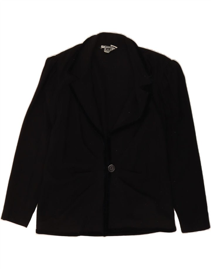LUISA SPAGNOLI Womens 1 Button Blazer Jacket IT 48 XL Black Wool Vintage Luisa Spagnoli and Second-Hand Luisa Spagnoli from Messina Hembry 