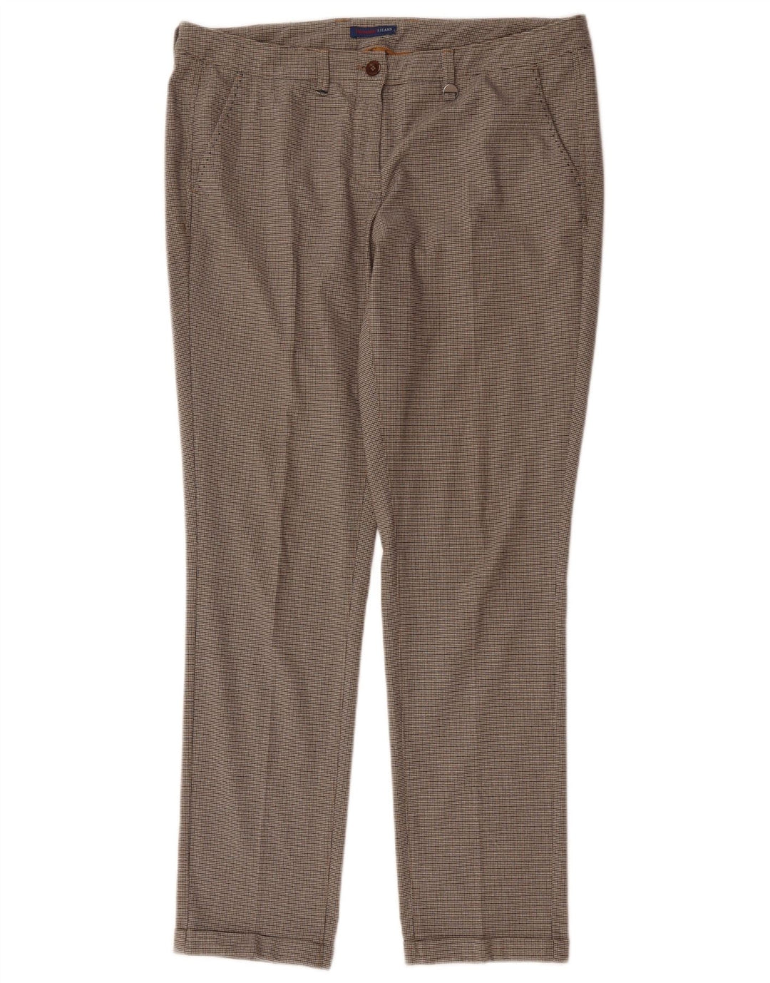 Pantalón de traje recto para mujer Trussardi IT 44 Medium W34 L30 Marrón a cuadros