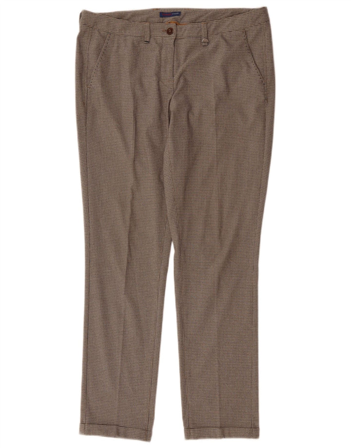Pantalón de traje recto para mujer Trussardi IT 44 Medium W34 L30 Marrón a cuadros