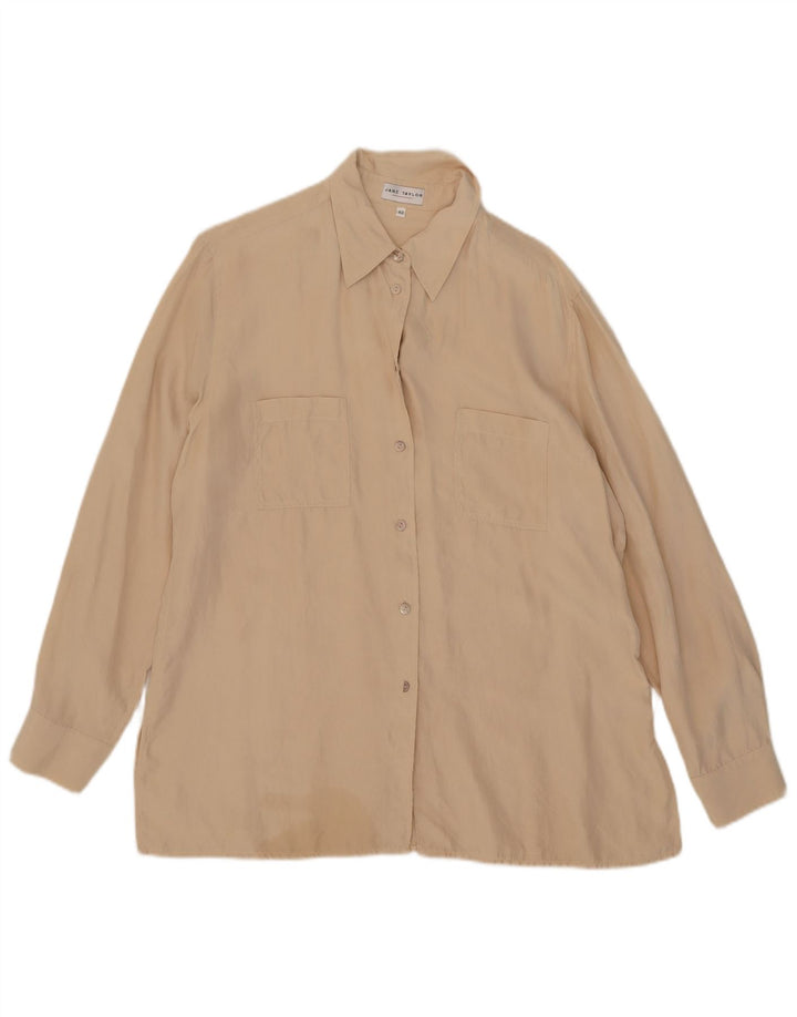 Blusa vintage para mujer IT 48 XL Seda Beige
