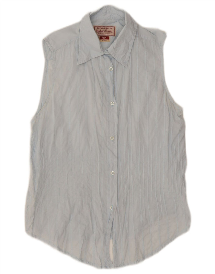 Marlboro Classics Camisa ajustada sin mangas para mujer UK 44 Azul medio
