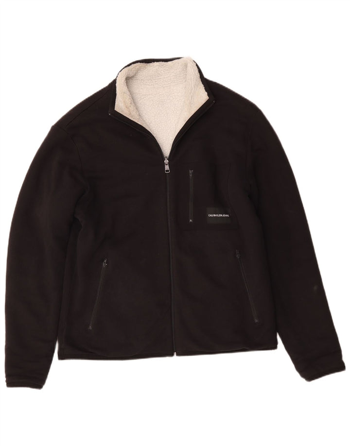 Calvin Klein Jeans Chaqueta Sherpa para hombre Reino Unido 38 Algodón negro mediano