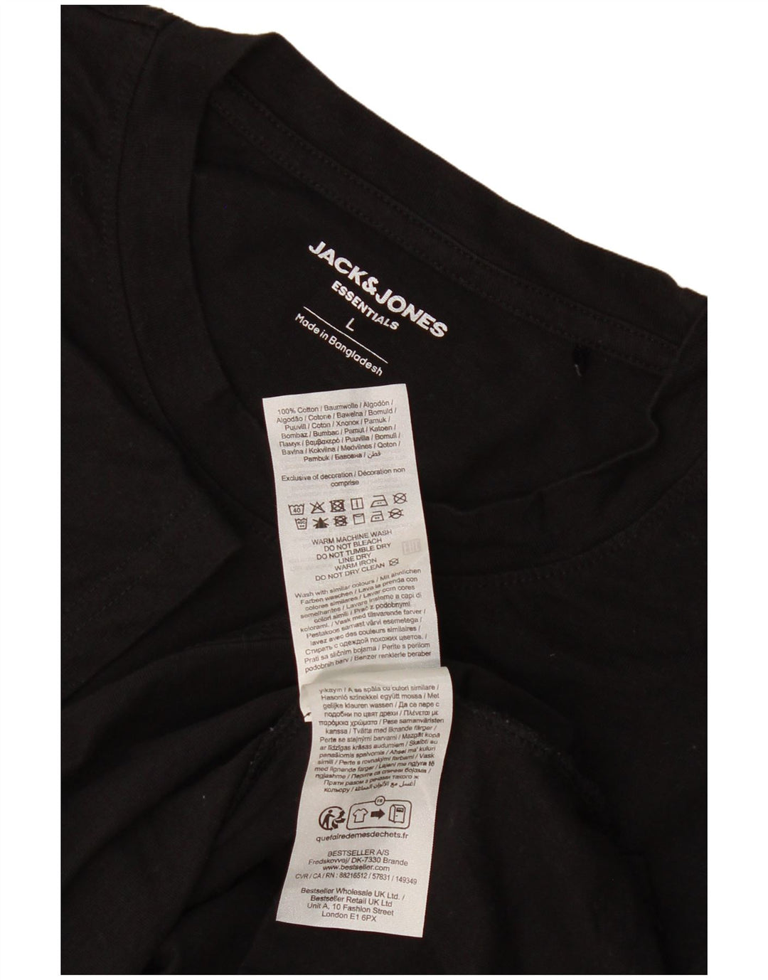 Jack & Jones - Camiseta para hombre, talla grande, color negro, algodón