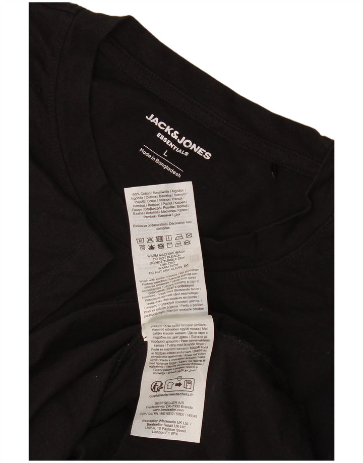 Jack & Jones - Camiseta para hombre, talla grande, color negro, algodón