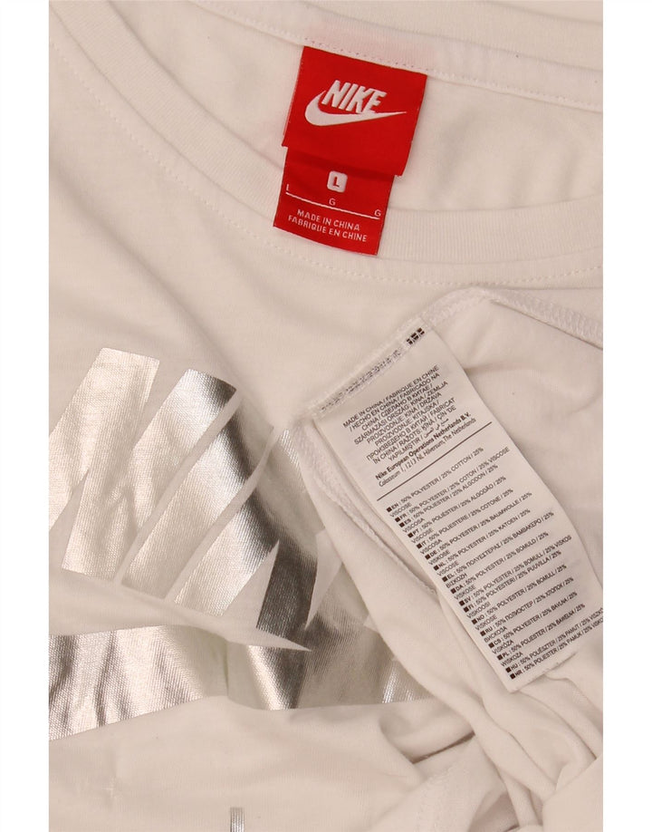 NIKE Womens Graphic T-Shirt Top UK 16 Large White Polyester