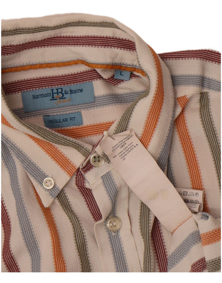 Harmont & Blaine Camisa Regular Fit De Algodón A Rayas Multicolor Grande Para Hombre