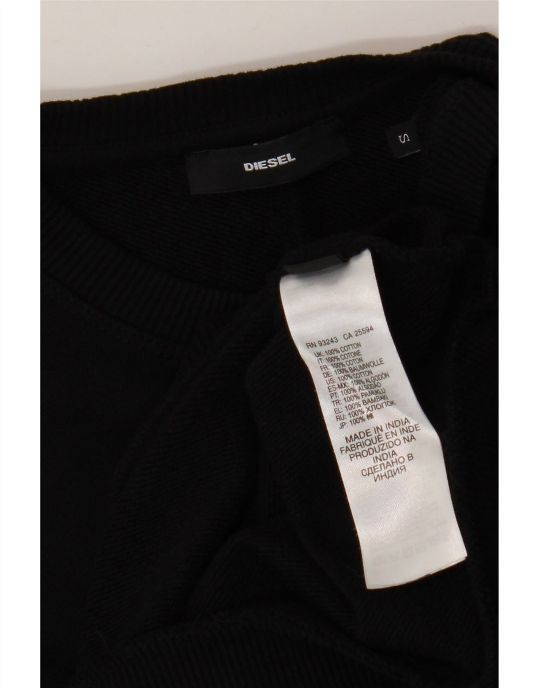 DIESEL Sudadera gráfica para mujer Jumper UK 10 Small Black Cotton